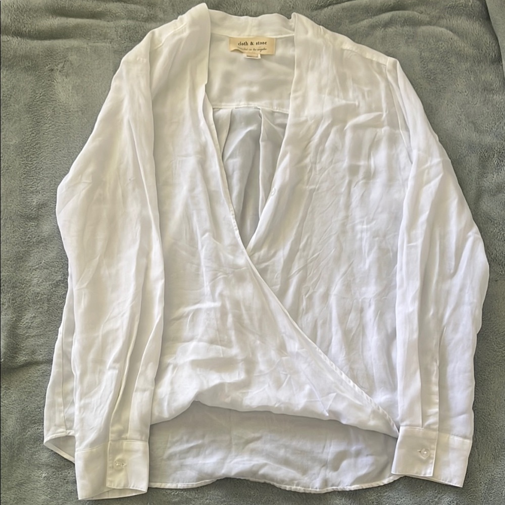 Women's White Wrap Top